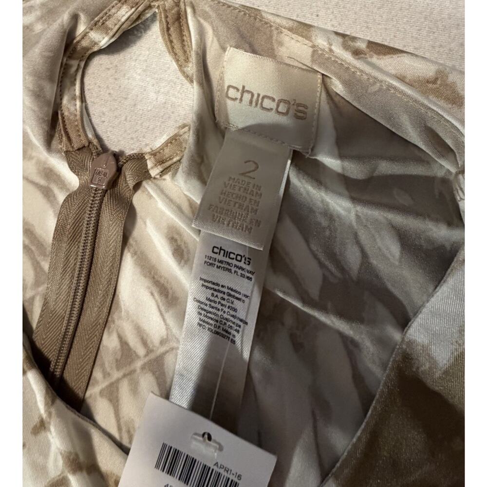 Chico's Palm Pattern Jumpsuit Wide-Leg Sleeveless Feather Tan Size 2 - Picture 5 of 14
